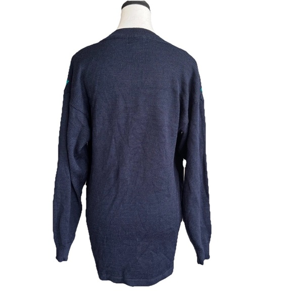 Vintage Koret Cardigan S Blue Argyle Gold Buttons Crown Crest Grandpa Y2K Wool - Picture 3 of 5